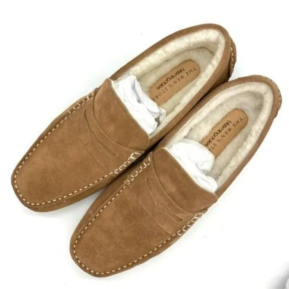 The Men’s Store Bloomingdale’s Men’s Shearling Moc Toe Slippers Size 10 New
